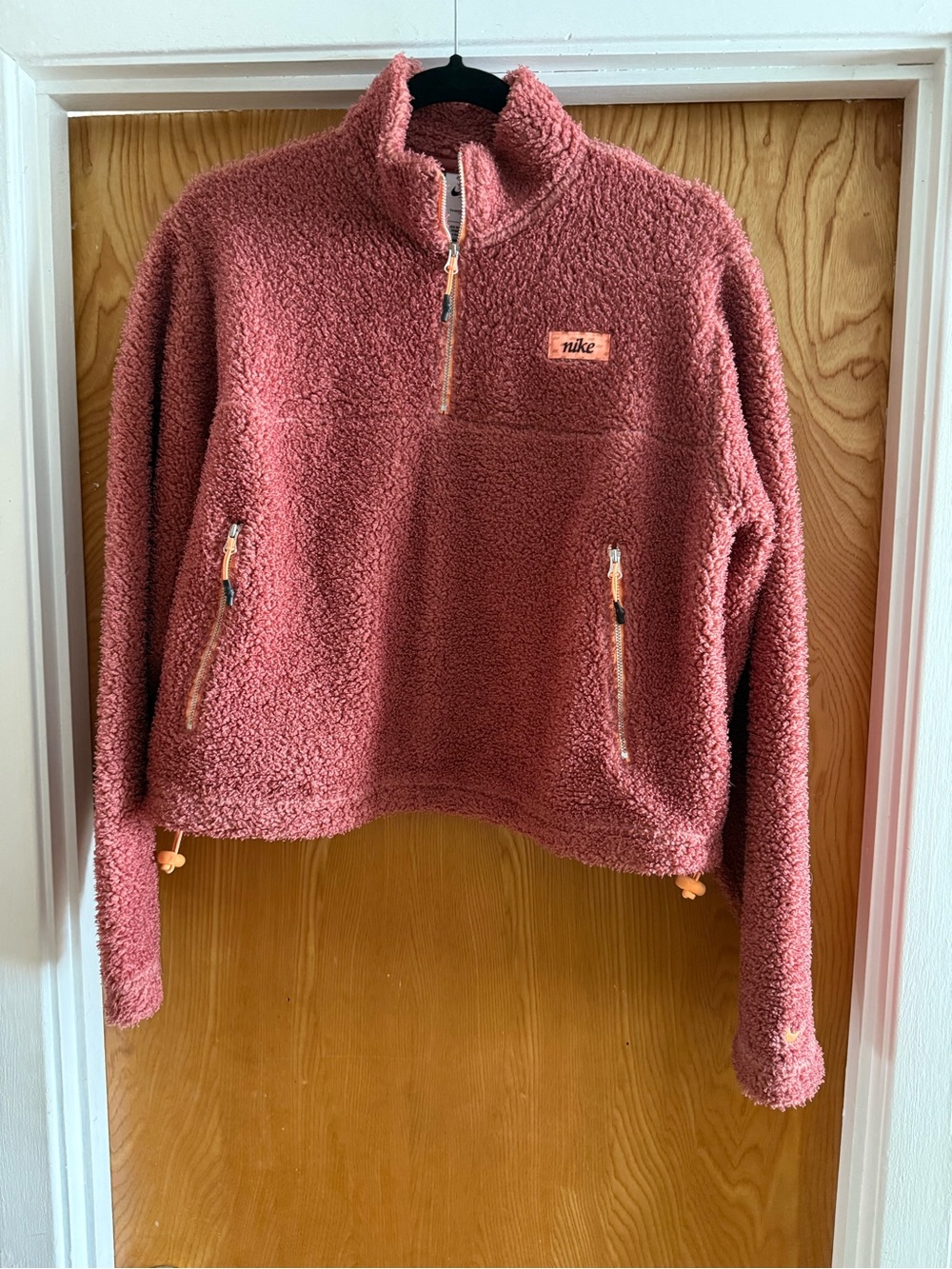 Nike Teddy Quarter-Zip Jacket in Dusty Rose